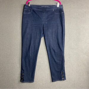 Chicos Womens Blue Dark Wash Denim Girlfriend Slim Ankle Pull On size 2 US L